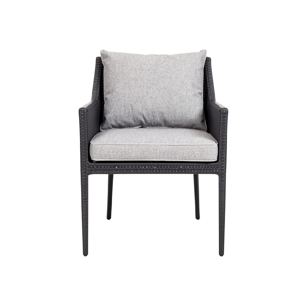 Modern Gray Upholstered Outdoor Chair with Rattan Frame